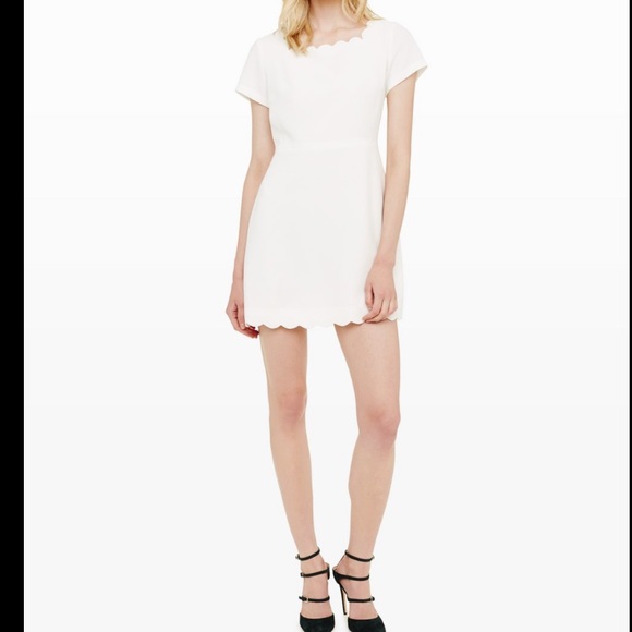 Club Monaco Avaline white crepe mini dress with scallop detail - Picture 5 of 5